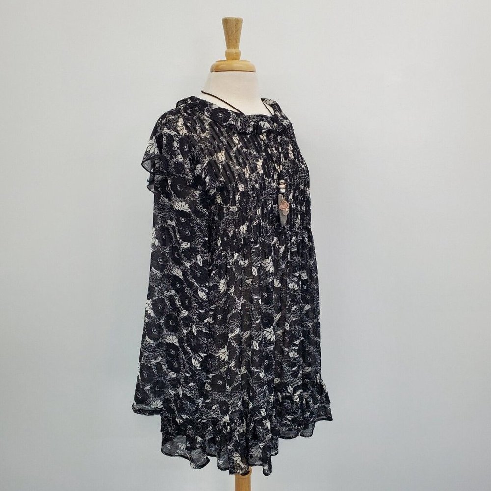 Free People Black & White Floral Mini Dress - Picture 2 of 16